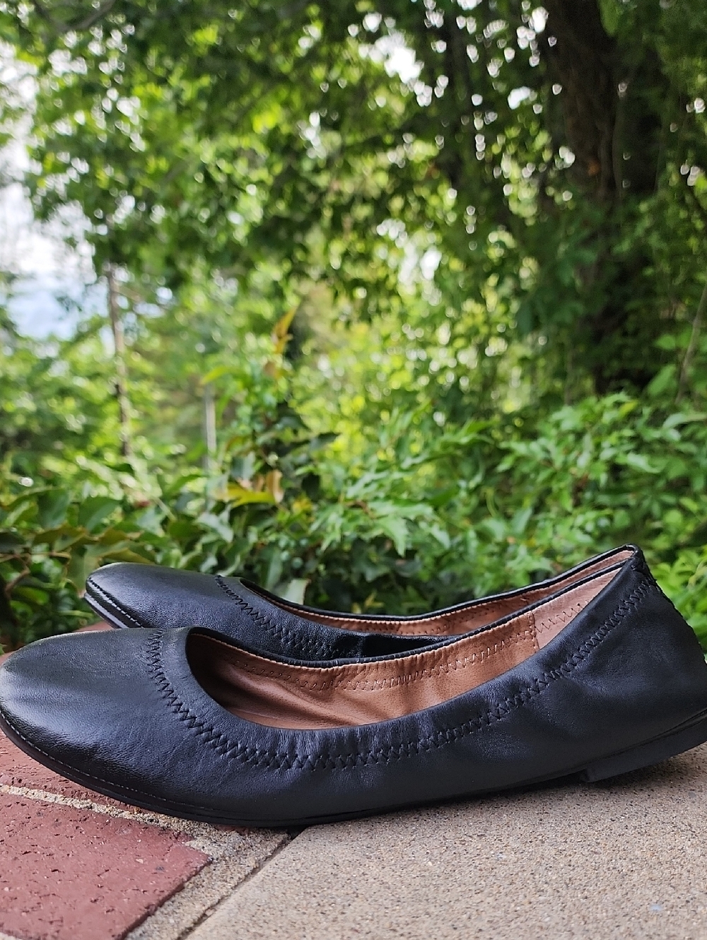 Lucky Brand Black Pleather Ballet Flats